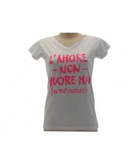 T-Shirt Solo Parole Donna Basic L'amore non muore - SPTDAMOMUOR.BI