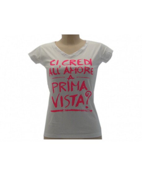 T-Shirt Solo Parole Donna Basic Ci credi all'amore - SPTDAMVIST.BI