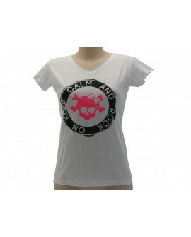 T-Shirt Solo Parole Donna Basic Keep calm and rock - SPTDKCAL.BI