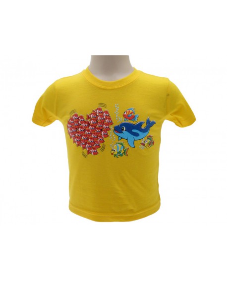 T-Shirt Turistica cuore pesci delfino (PERSONALIZZ - TUB21.BI