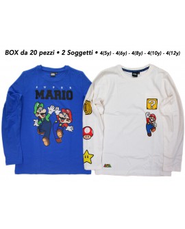 T-Shirt Super Mario ML - 2 soggetti - Box 20 pz - SMTS1.BOX20