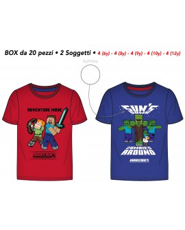 T-Shirt Minecraft - 2 soggetti - 60568 - BOX20 - MCTS4BOX20