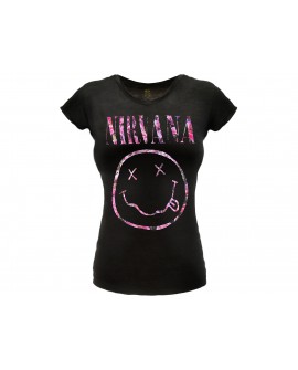 T-Shirt Music Nirvana Donna - Smile Fiorato - RNI3