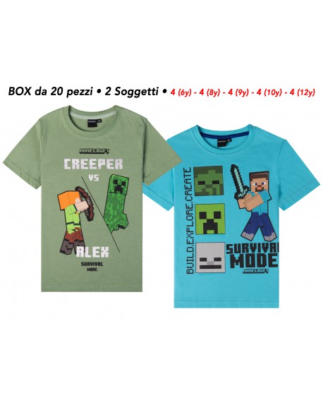 T-Shirt Minecraft - 2 soggetti - 60609 - BOX20 - MCTS6BOX20
